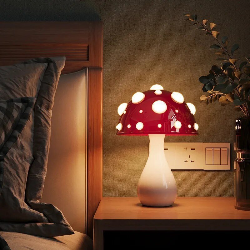Luminara | LED Mushroom Table Lamp with Dimmable Warm Light | Modern Accent for Cozy Ambience 1 | YE1780333007302001336,RD1780333007302100005