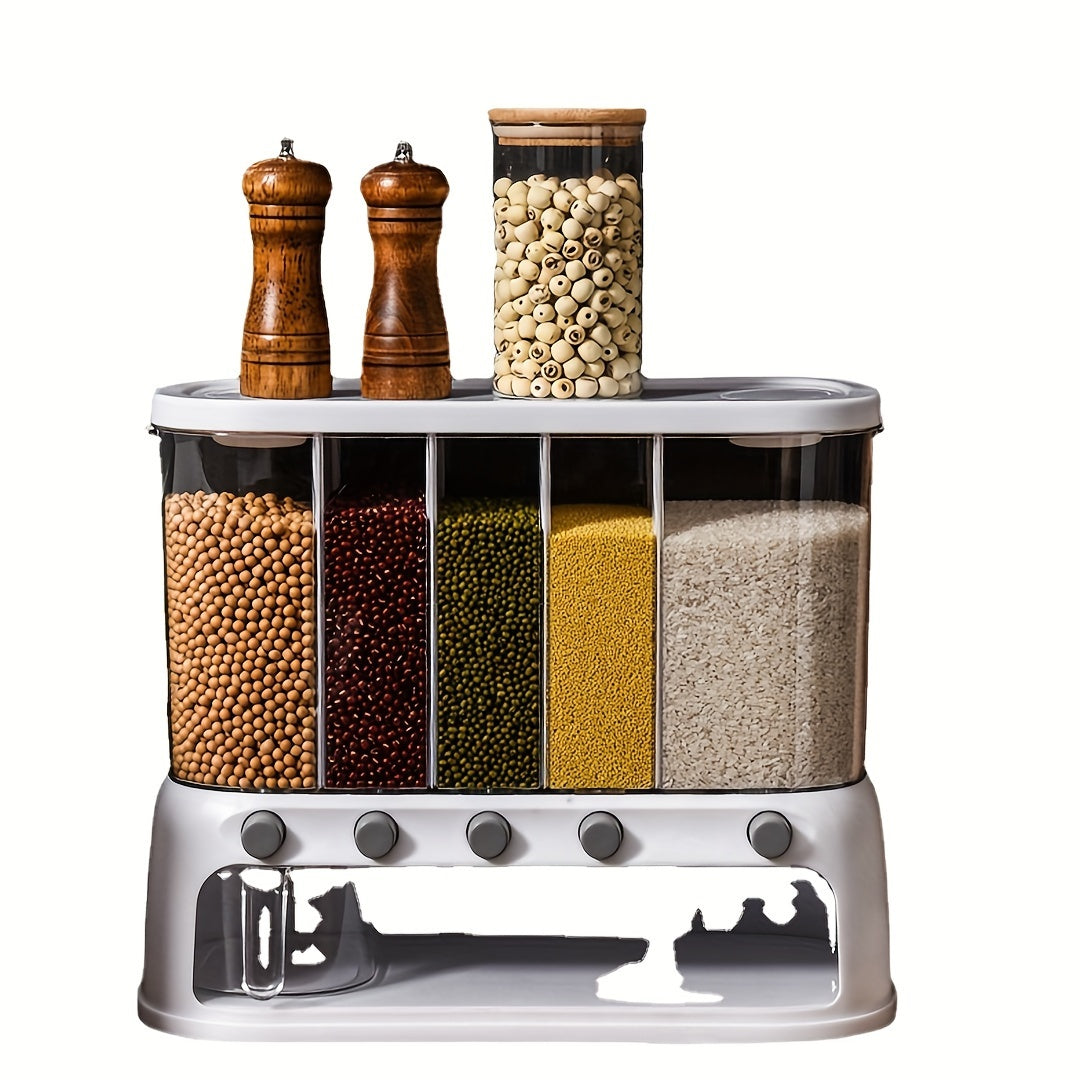 Multi-Compartment Grain Storage Container with Airtight Flip-Top Lid | Space-Saving Solution for Fresh Dry Goods 3 | Ox1780333007284636809