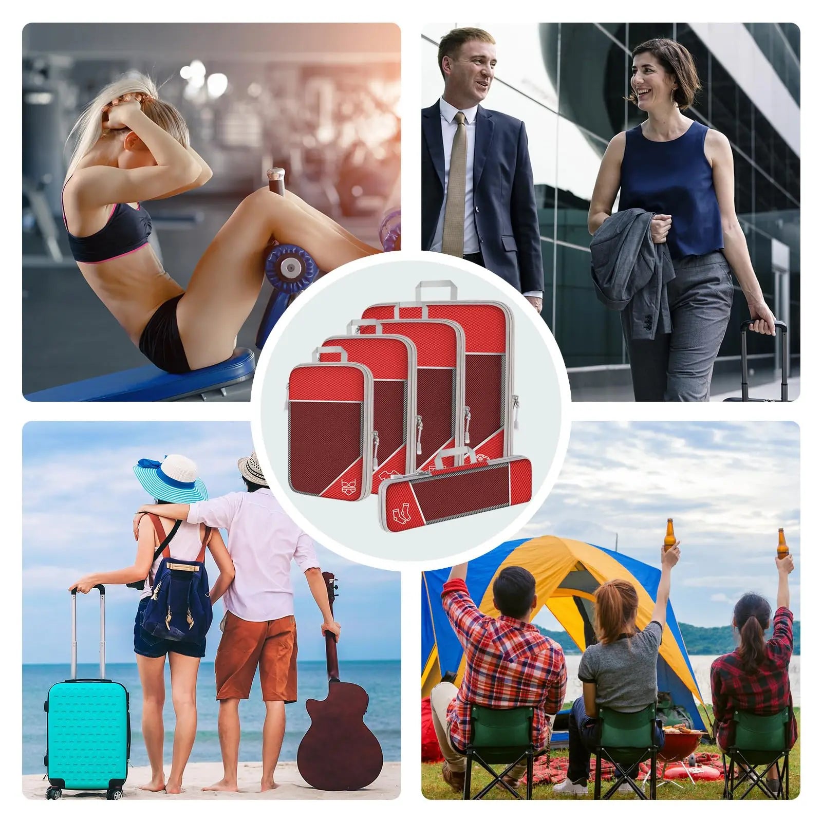Compressed Packing Cubes Set – 3 or 6-Piece Travel Luggage Organisers