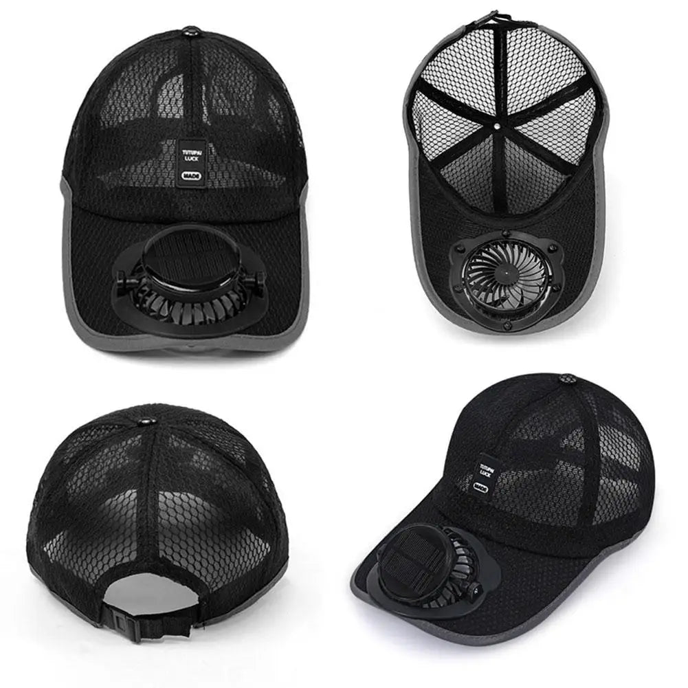 Solar & USB Fan Baseball Cap – Breathable Sun Hat with Built-In Cooling Fan