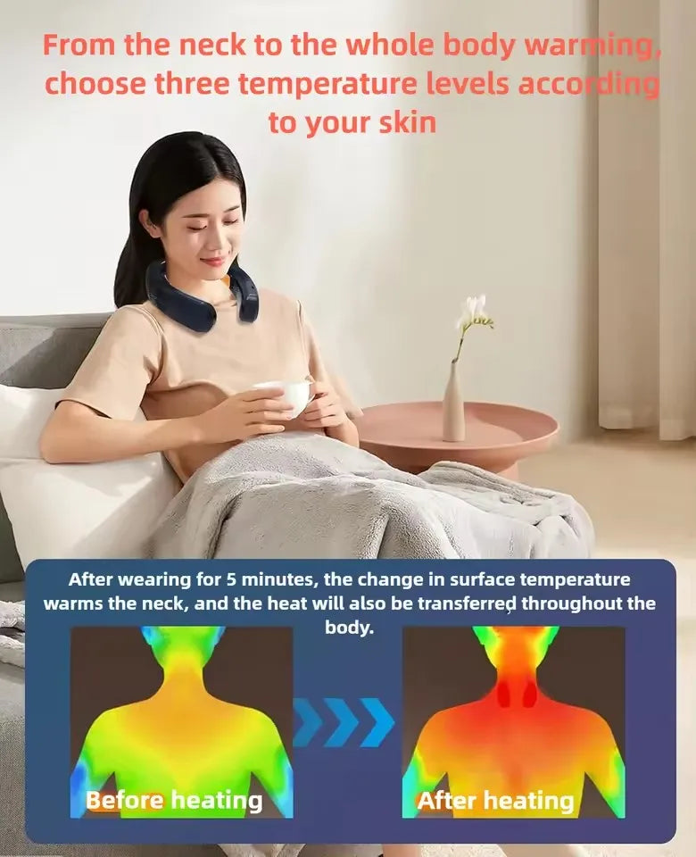 Bladeless Neck Fan – Semiconductor Cooling & Warming, Negative Ion, USB Rechargeable