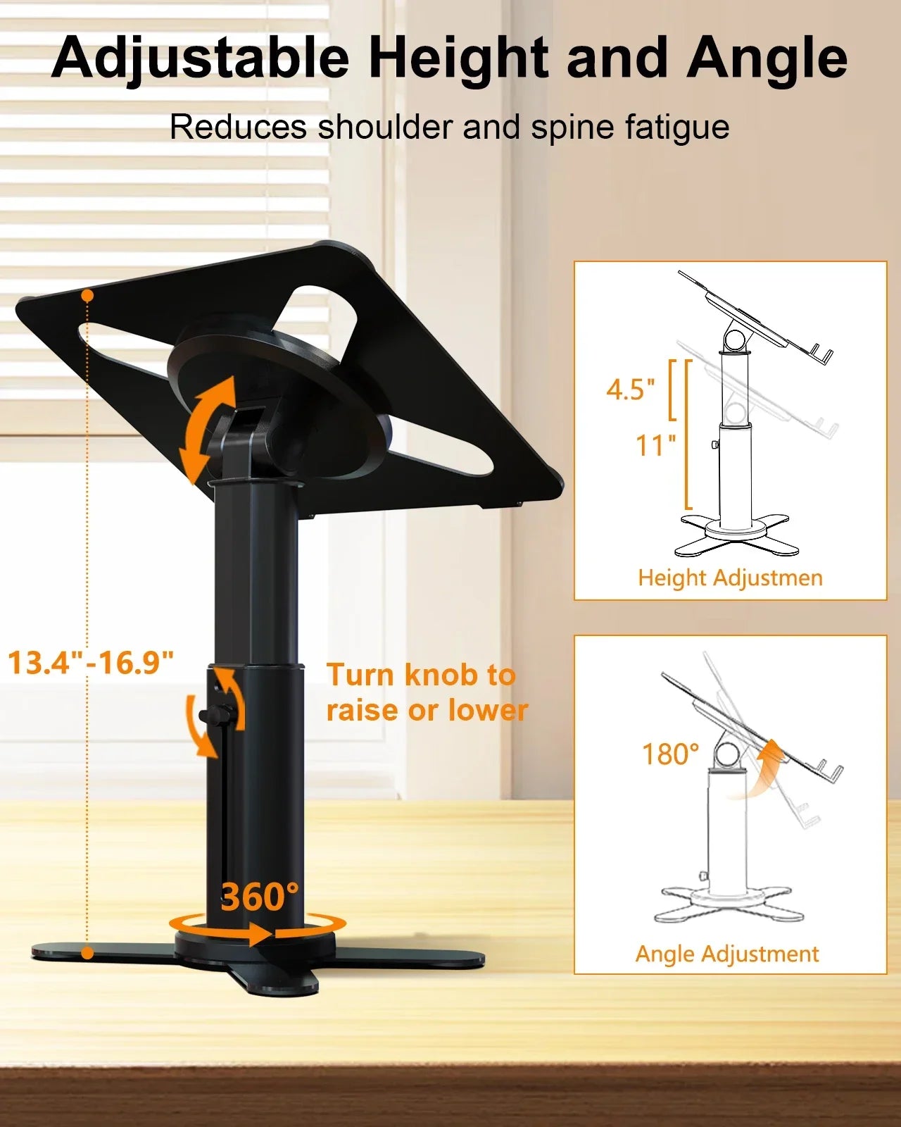 Adjustable Metal Laptop Riser Stand – Foldable Aluminium & Steel Desk Holder