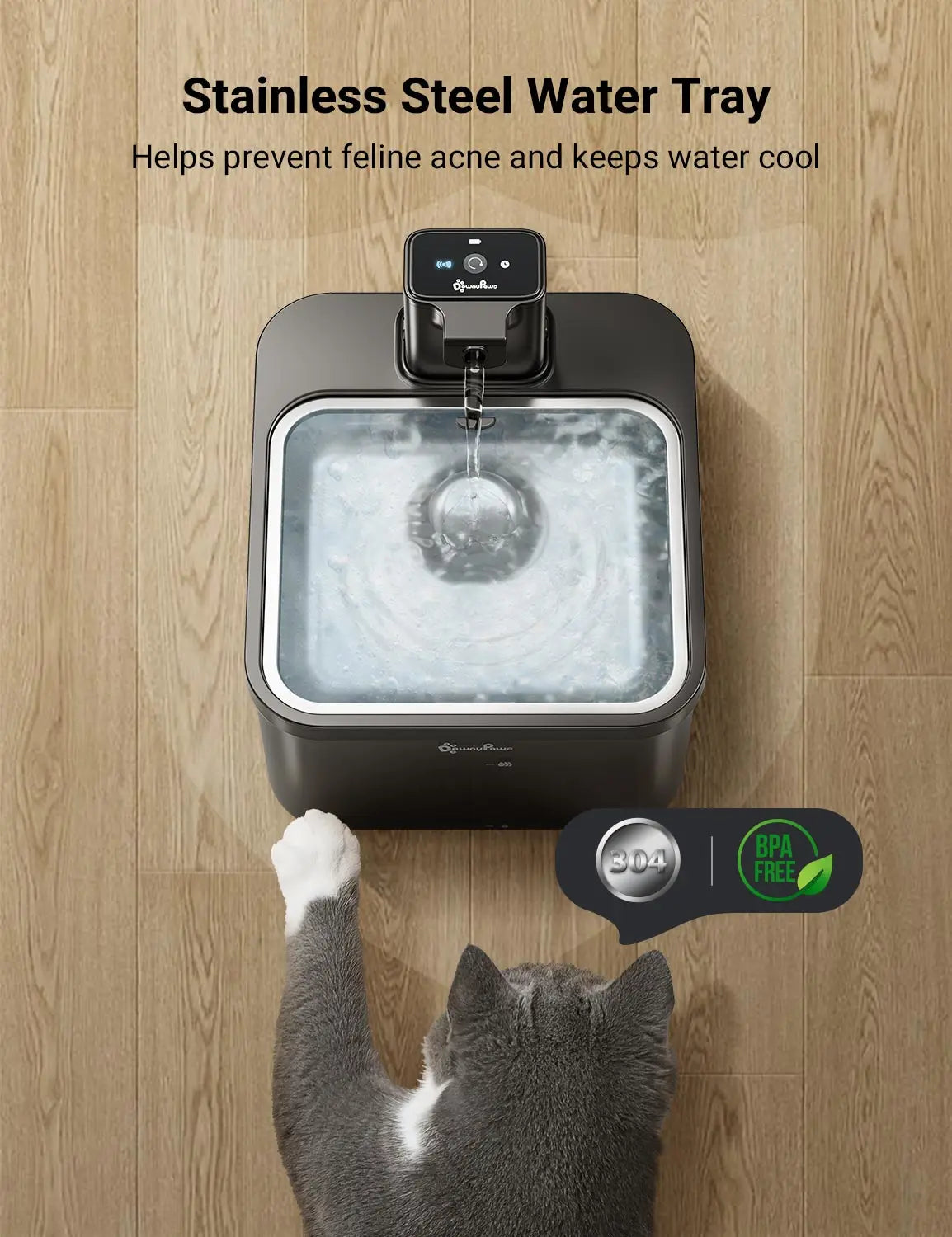 Cat Water Fountain 2.5L – Wireless Stainless Steel Pet Drinker with Sensor