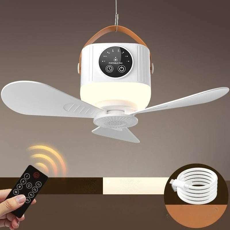 Rechargeable Hanging Fan – Portable Cordless USB Fan for Bed, Dorm & Camping