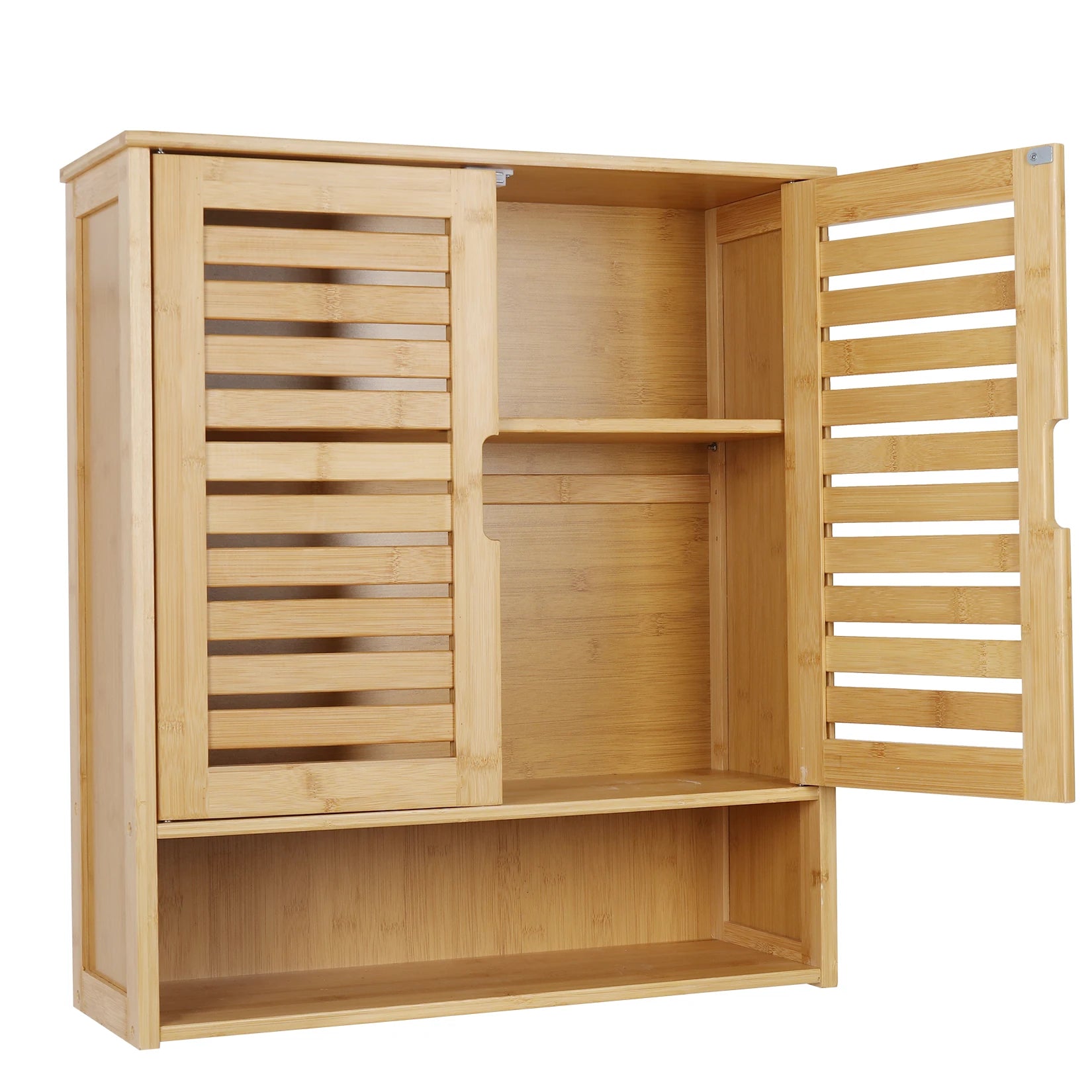 Wall-Mounted Bamboo Wall Cabinet – Bathroom & Kitchen Storage Cupboard (White or Wood)