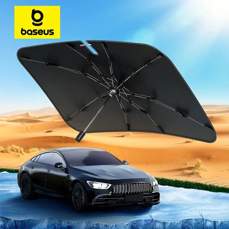 Car Windscreen Sun Shade Umbrella – Foldable UV Sunshade for Front Window, 142×75cm