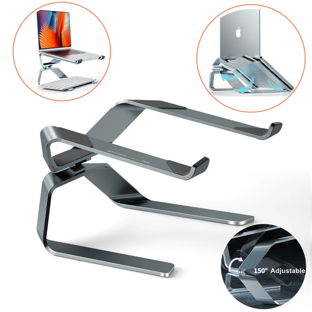 Adjustable Aluminium Laptop Stand – Foldable Cooling Riser for 10–17.3 inch Laptops & Tablets
