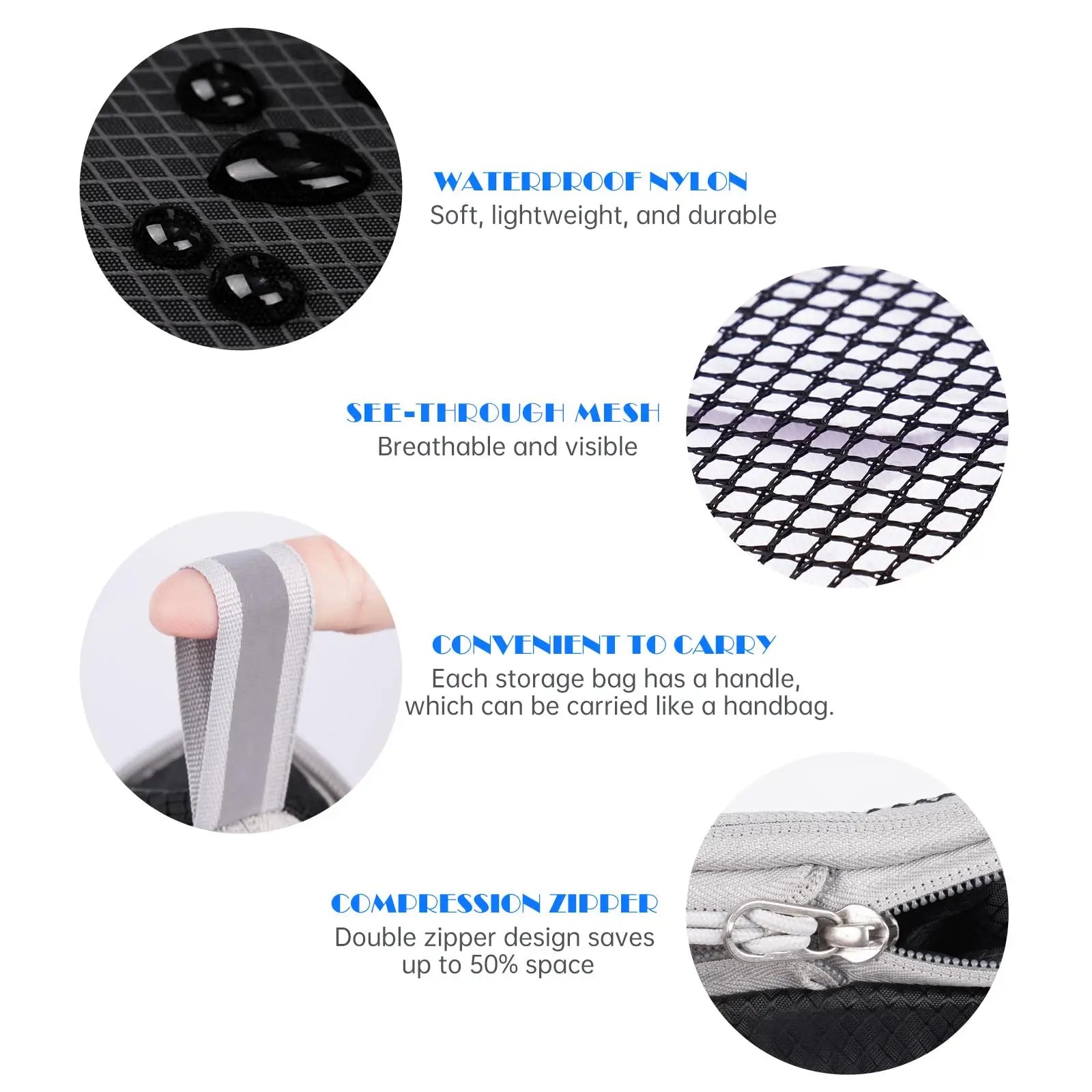 Compressed Packing Cubes Set – 3 or 6-Piece Travel Luggage Organisers