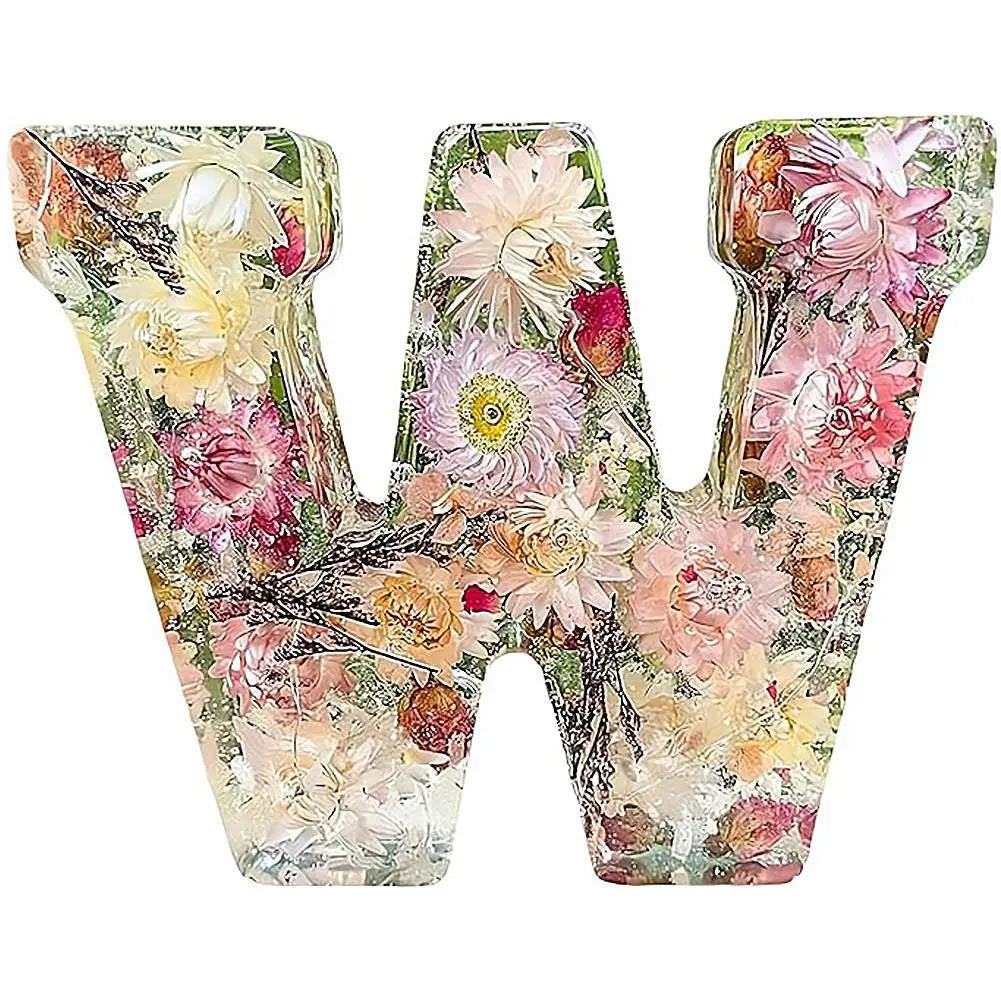 Personalised Floral LED Letter Light, Real Dried Flowers
