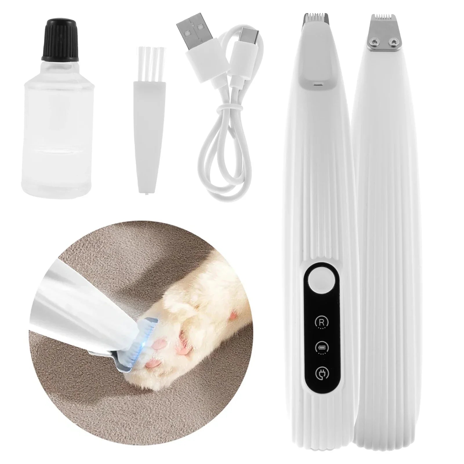 Dog Paw Trimmer – Quiet Cordless Grooming Clipper with LED Light