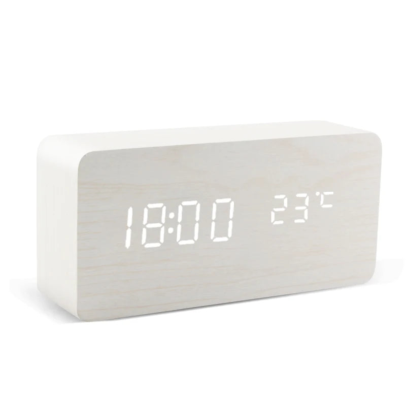 WakeGlow – LED Wooden Alarm Clock with Voice Control