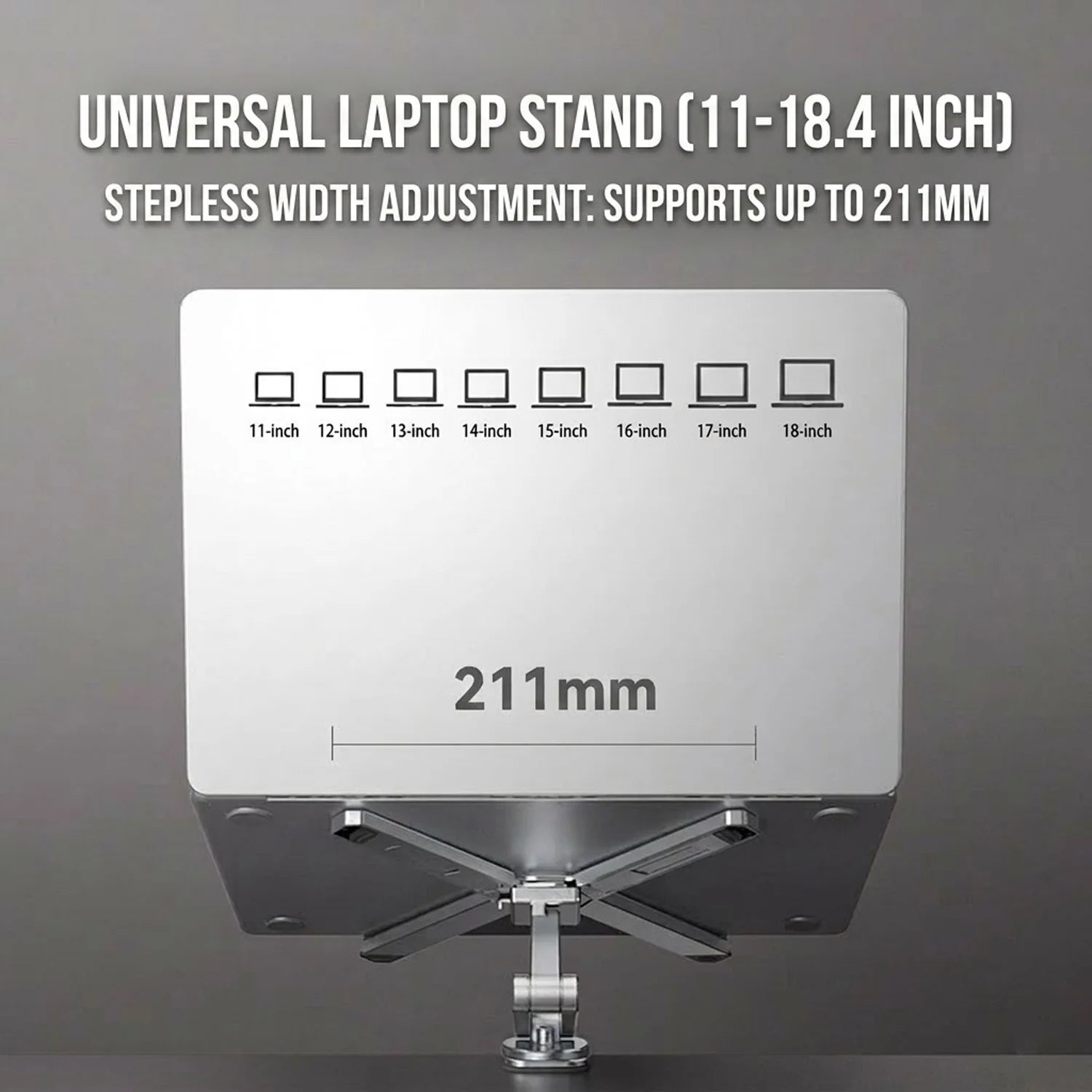 2-in-1 Detachable Laptop Stand – 360° Rotating Aluminium Riser with Foldable Base