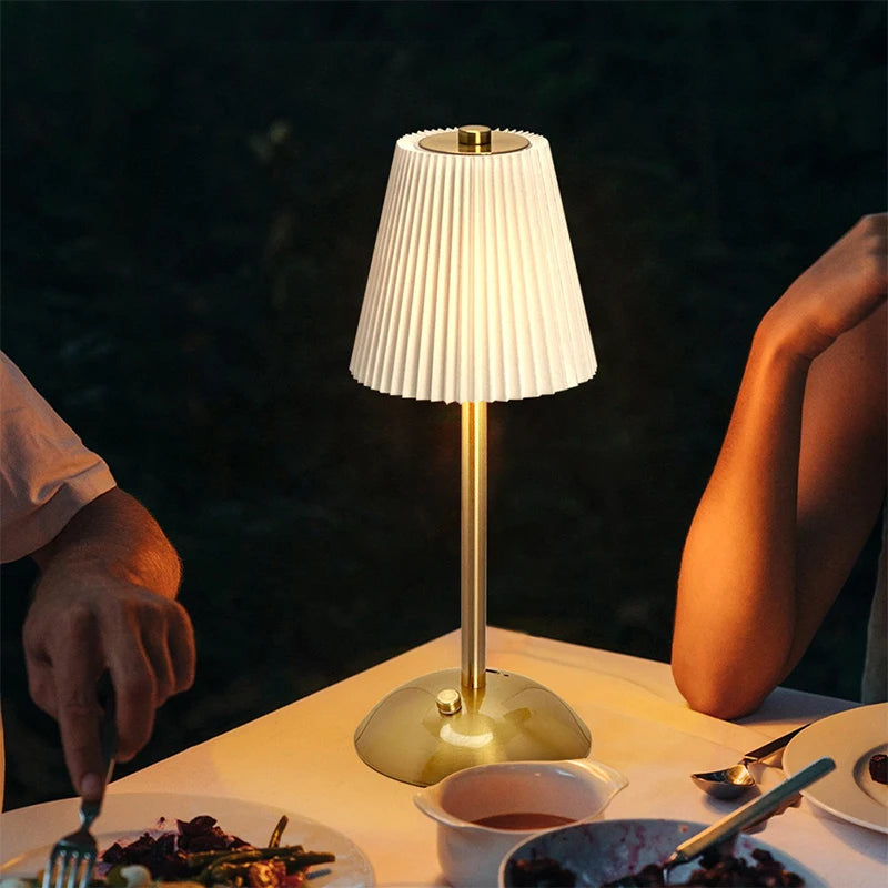 Pleated Cordless Table Lamp