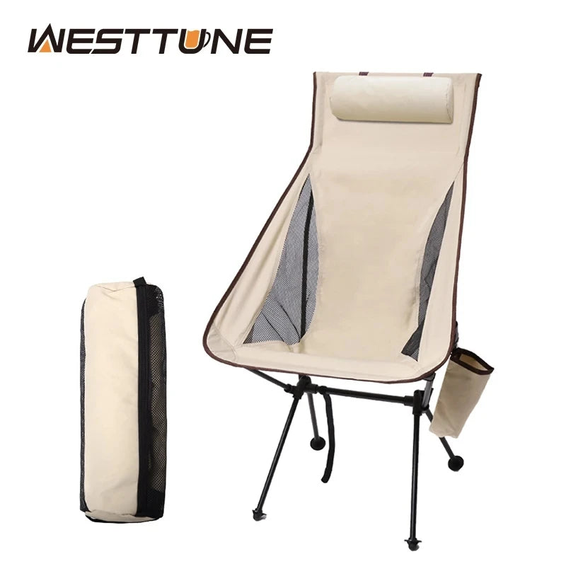 Folding Camping Chair with Headrest – Lightweight Aluminium, Packs Away