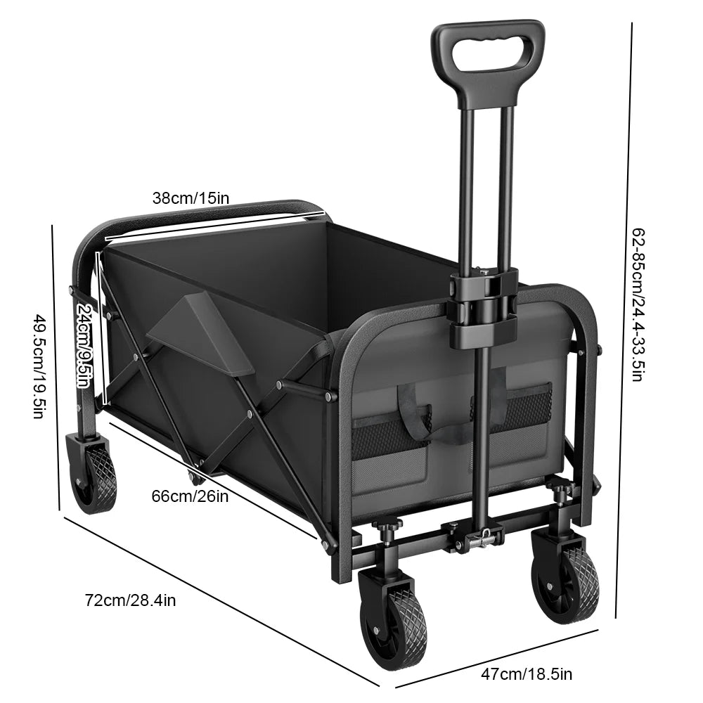 Foldable Camping Wagon Cart – All-Terrain Wheels, 100kg Utility Garden Trolley