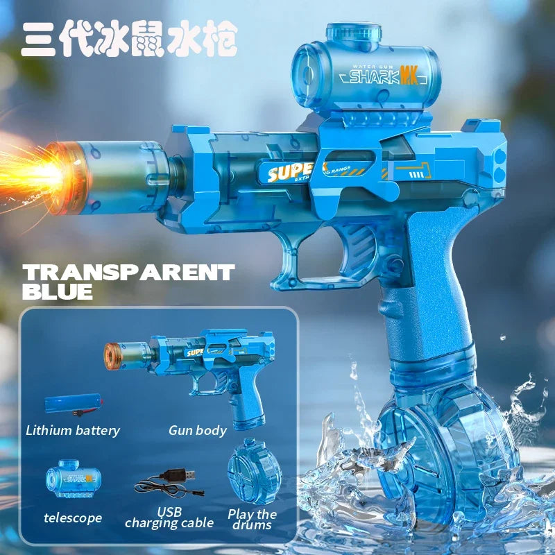 Electric Water Gun Toy – Auto Firing with Recoil, Lights & Sound Effects