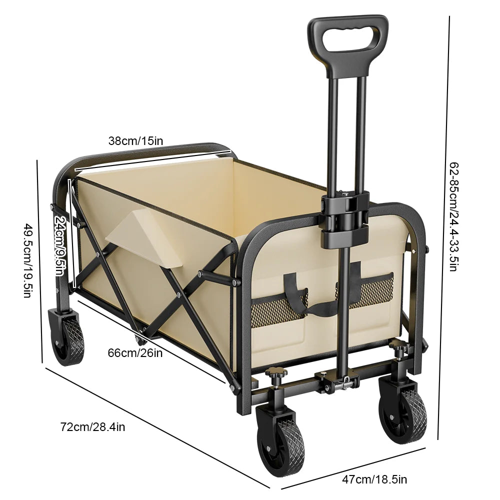 Foldable Camping Wagon Cart – All-Terrain Wheels, 100kg Utility Garden Trolley