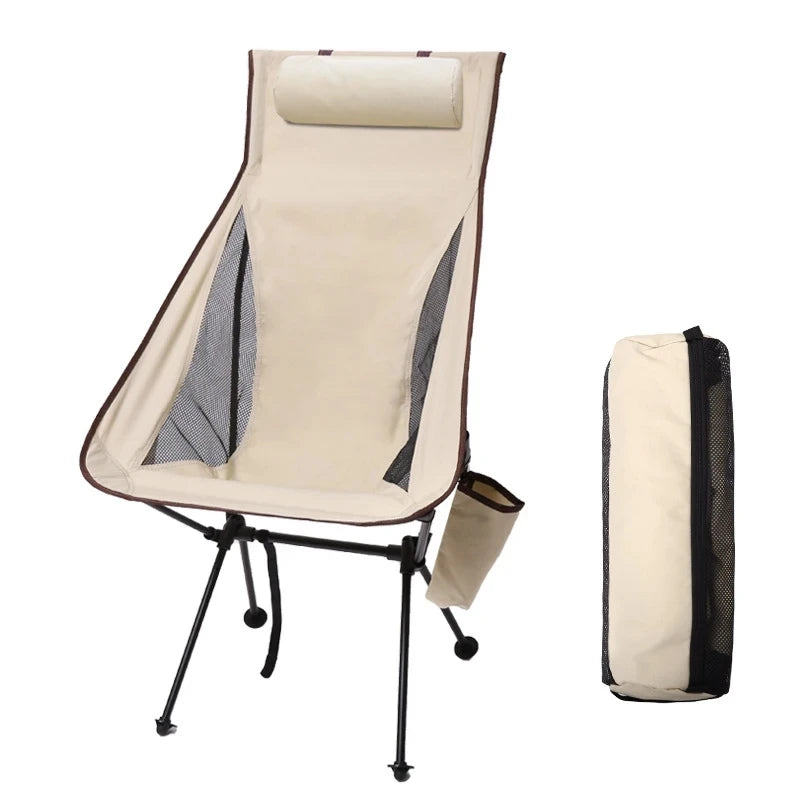Folding Camping Chair with Headrest – Lightweight Aluminium, Packs Away