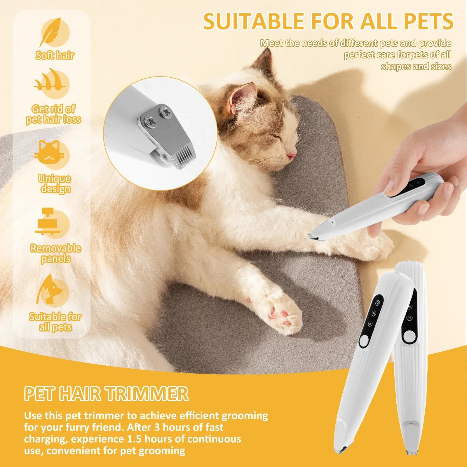 Dog Paw Trimmer – Quiet Cordless Grooming Clipper with LED Light