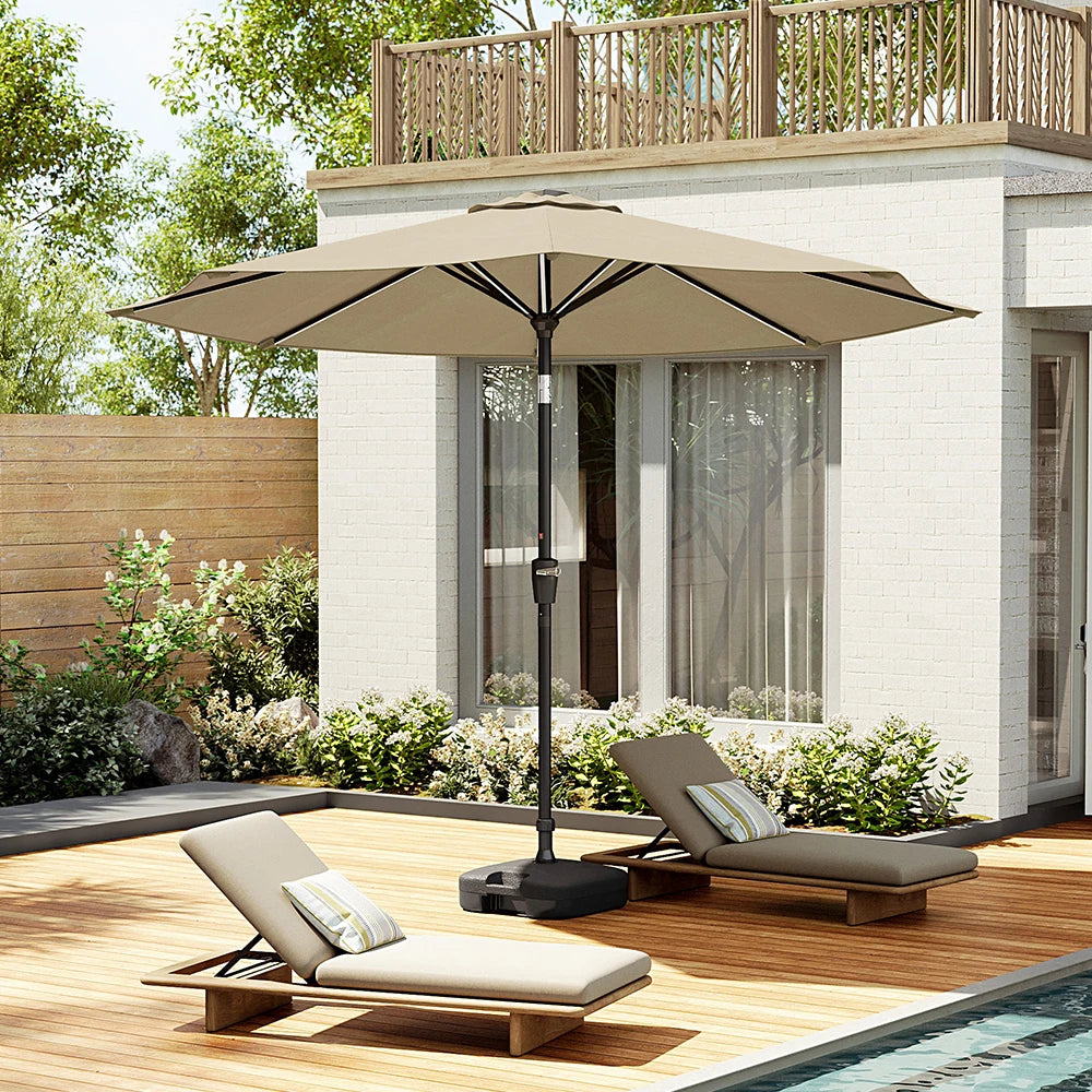 Solar LED Patio Umbrella – Large Garden Parasol with Built-In Lights