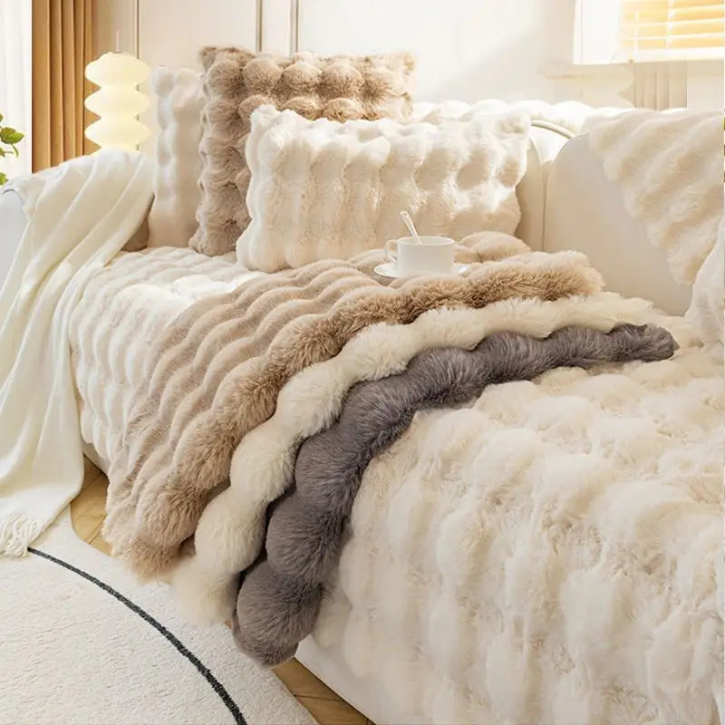 Plush Rabbit-Feel Sofa Cover
