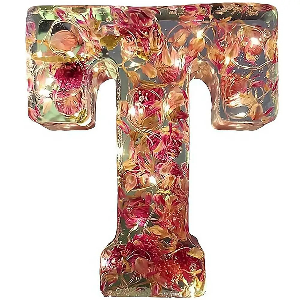 Personalised Floral LED Letter Light, Real Dried Flowers