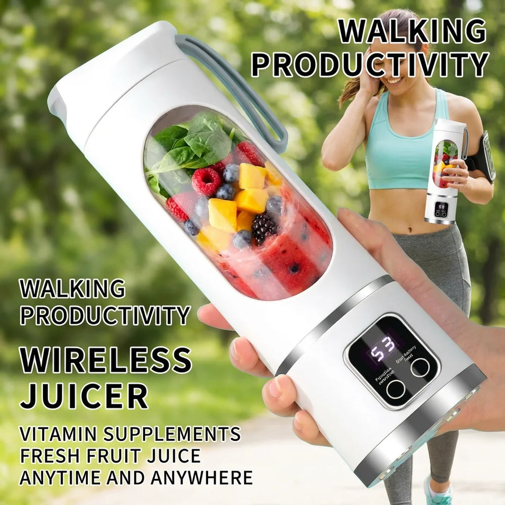 Portable Blender – 450ml Rechargeable Juicer Cup with Digital Display