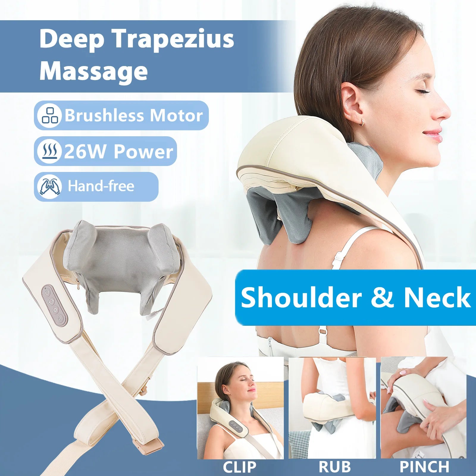 Cordless Neck & Shoulder Massager – Kneading Shawl, Rechargeable & Relaxing