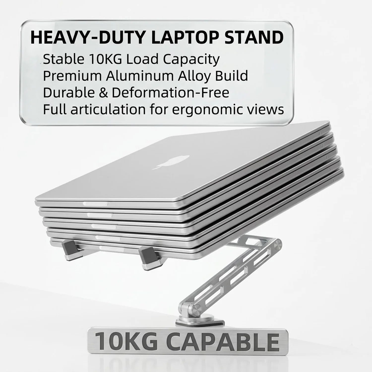 2-in-1 Detachable Laptop Stand – 360° Rotating Aluminium Riser with Foldable Base