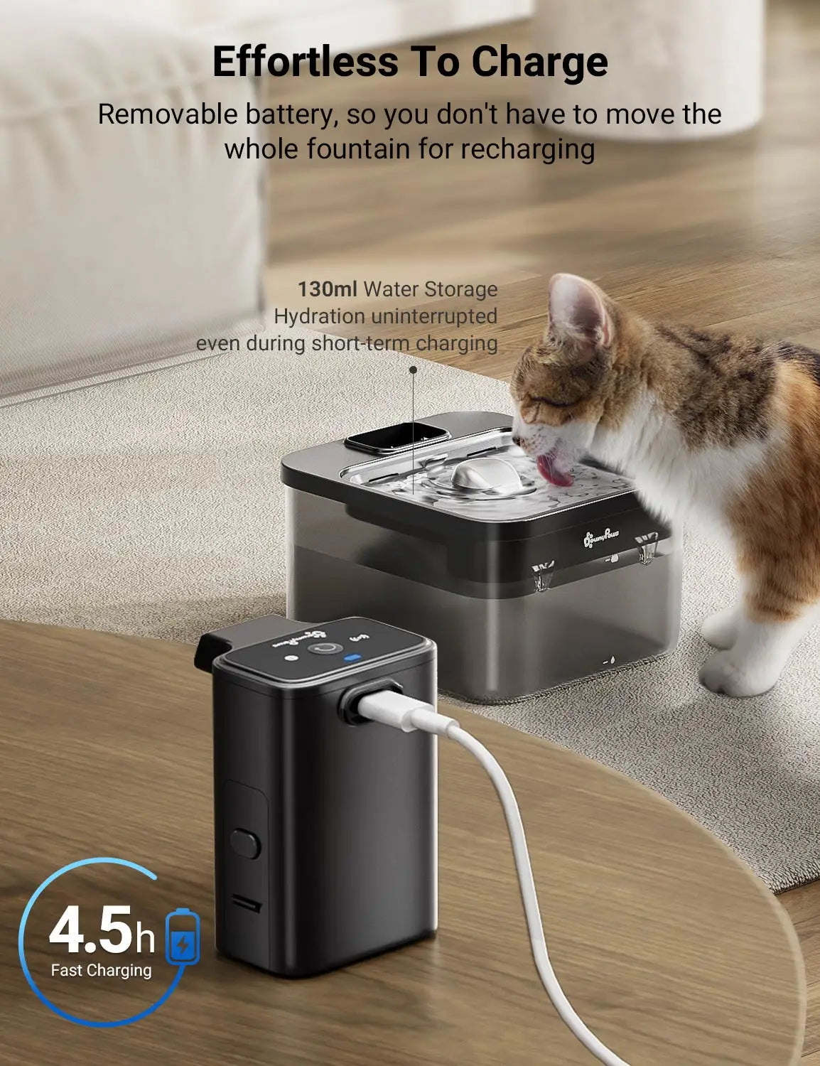Cat Water Fountain 2.5L – Wireless Stainless Steel Pet Drinker with Sensor