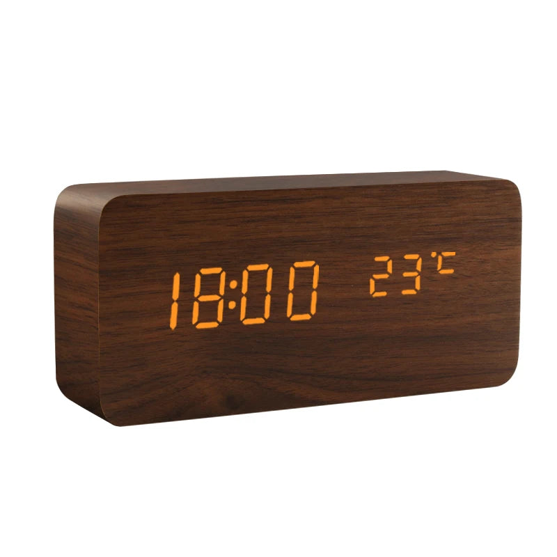 WakeGlow – LED Wooden Alarm Clock with Voice Control