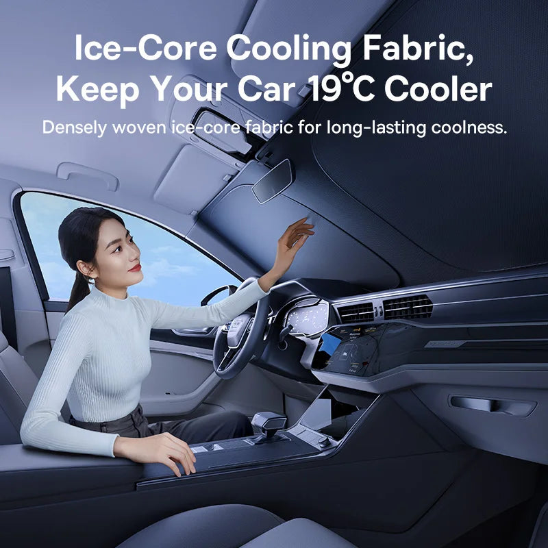 Car Windscreen Sun Shade – Folding UV Sunshade for Front Windscreen, 150×80cm