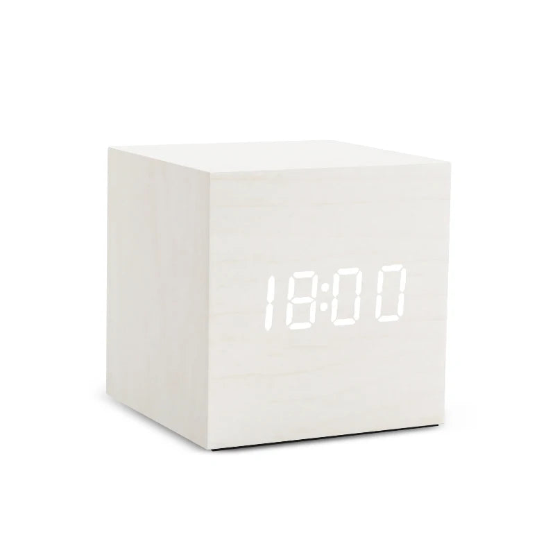 WakeGlow – LED Wooden Alarm Clock with Voice Control