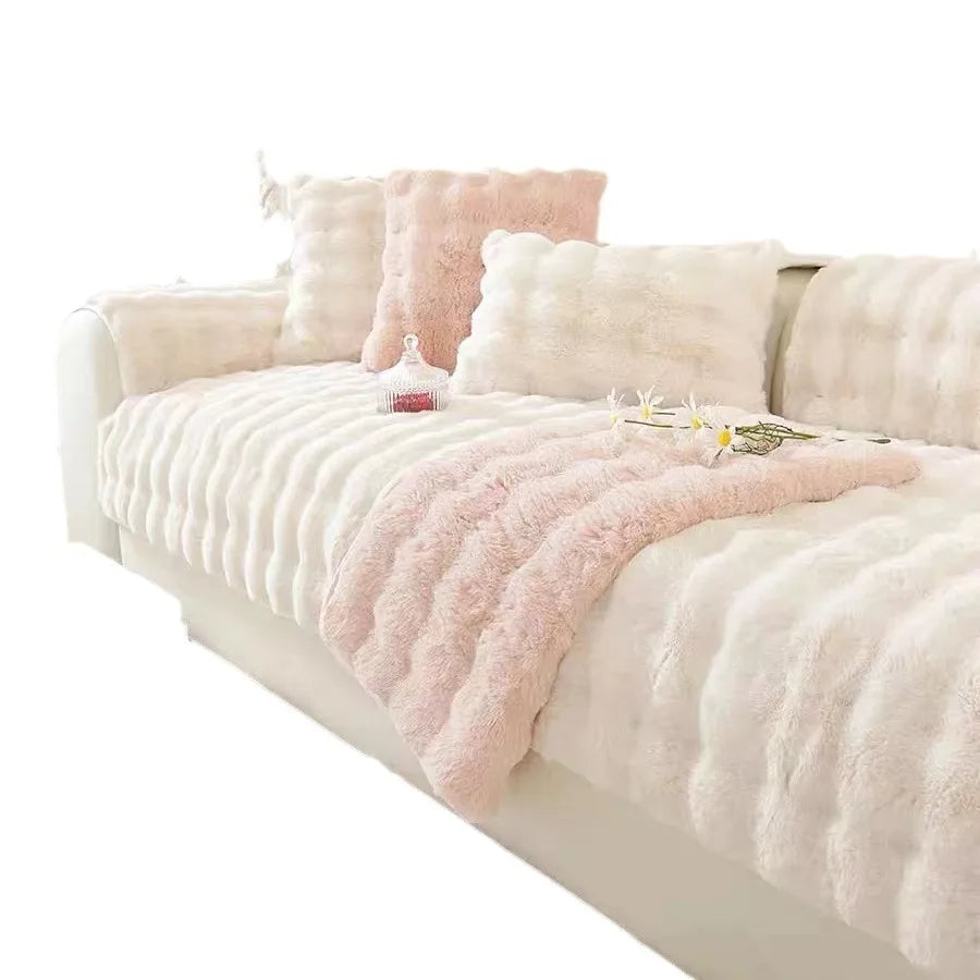 Plush Rabbit-Feel Sofa Cover