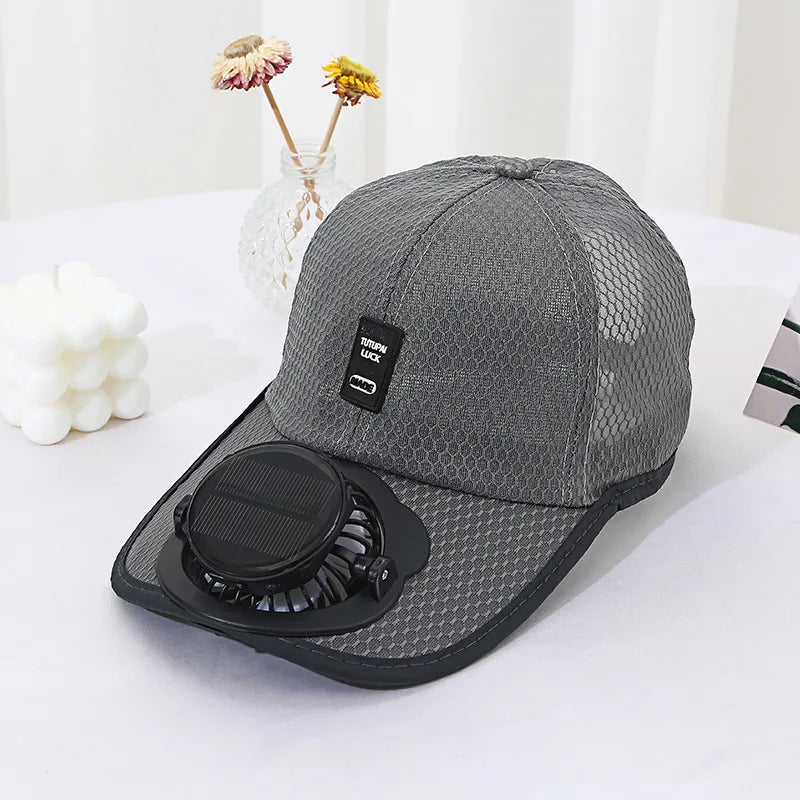 Solar & USB Fan Baseball Cap – Breathable Sun Hat with Built-In Cooling Fan