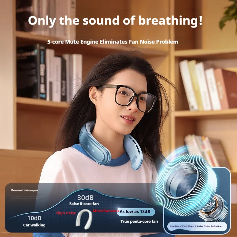 Portable Neck Fan – Rechargeable Hands-Free Personal Cooling Fan, 3 Speeds