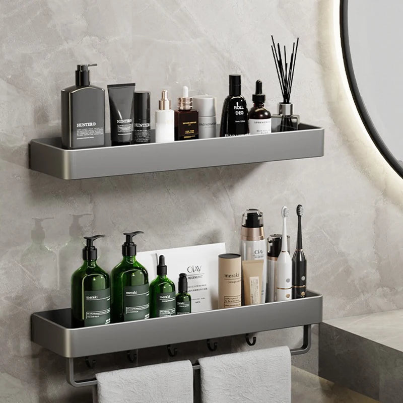 SleekMount – No-Drill Aluminium Towel Shelf with Drainage
