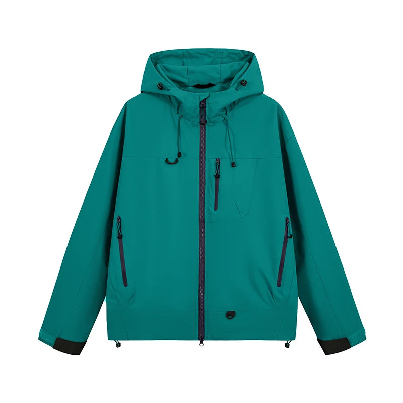 Pact Unisex Water-Repellent Hooded Windbreaker in Dark Green # Colour_Dark Green