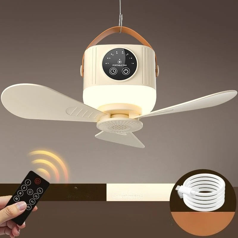 Rechargeable Hanging Fan – Portable Cordless USB Fan for Bed, Dorm & Camping