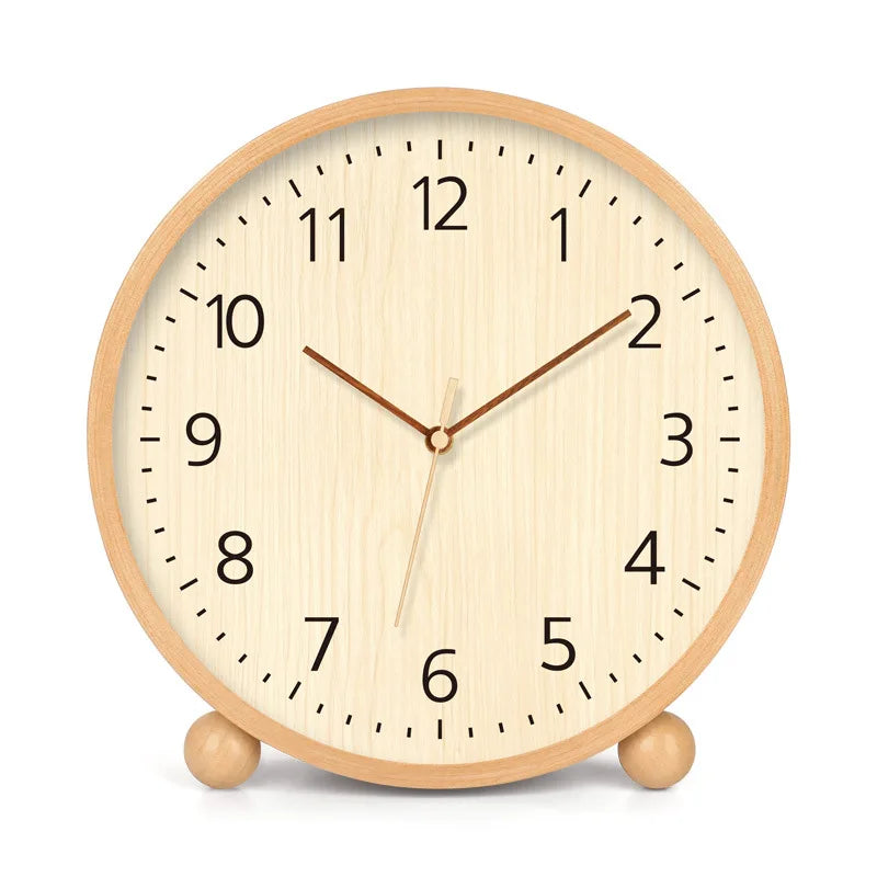 8/10/12 Inch Solid Wood Desk Clock Log Pendulum Ball Three-Dimensional Solid Wood Numbers Living Room Decoration Clock