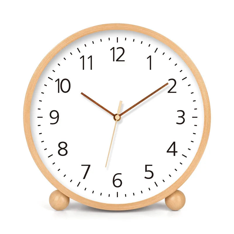 8/10/12 Inch Solid Wood Desk Clock Log Pendulum Ball Three-Dimensional Solid Wood Numbers Living Room Decoration Clock