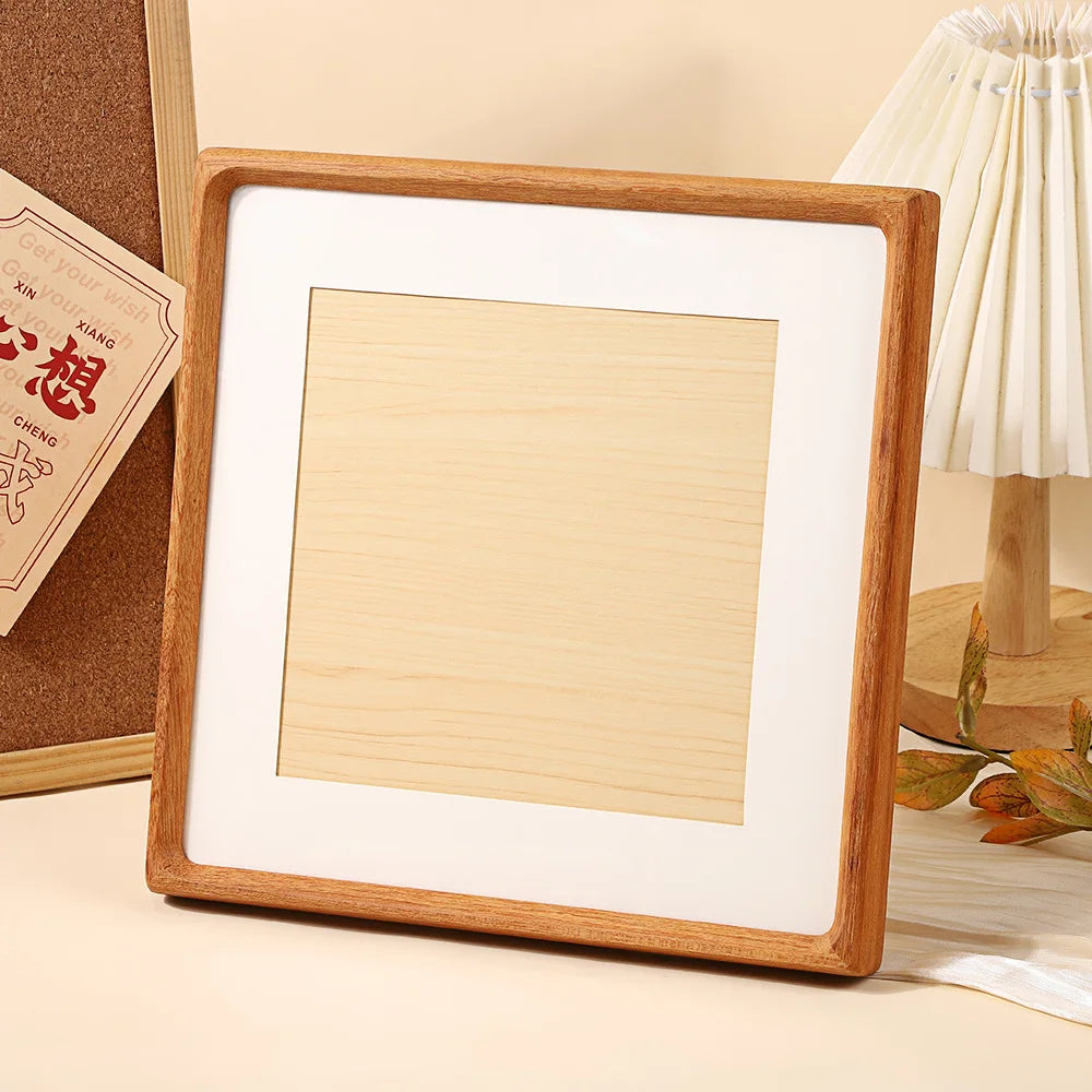 Square Teakwood Photo Frame High-Grade 10X10Cm 20X20Cm 25X25Cm Wedding Picture Frame Stand for Pictures Home Desktop Decor Gift