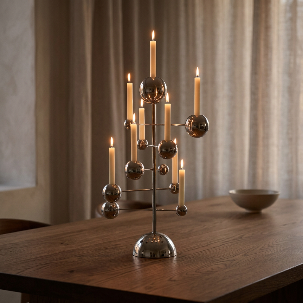Chrome Metal Candelabra – Pact lifestyle image v2