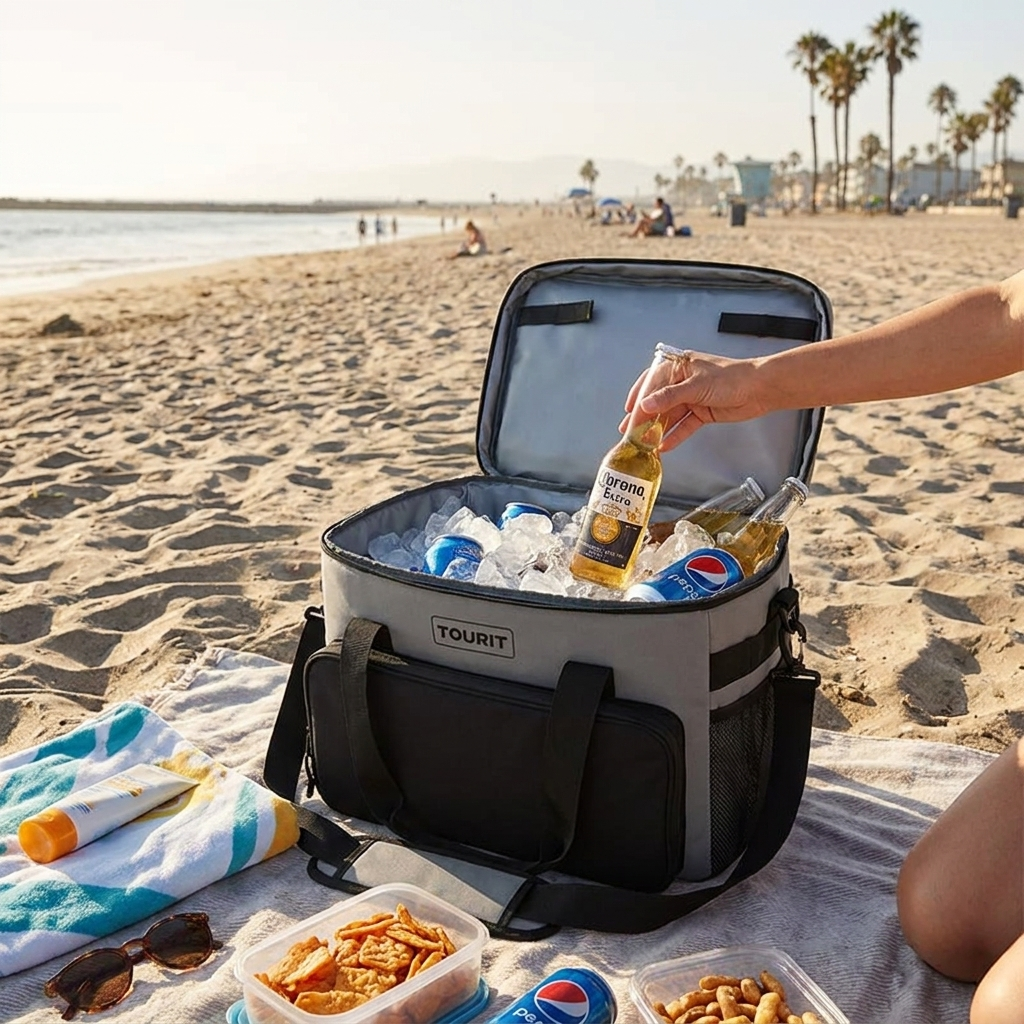 Insulated cooler bag at a picnic