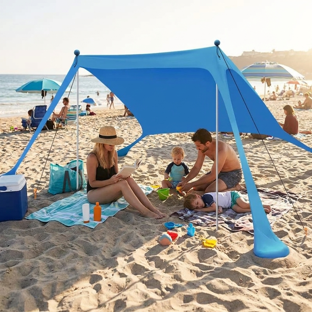 Pop-up beach tent on the beach