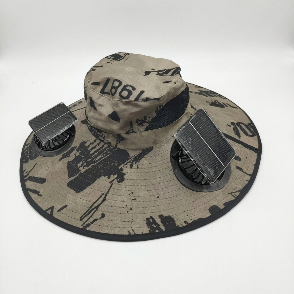 Solar fan sun hat - khaki