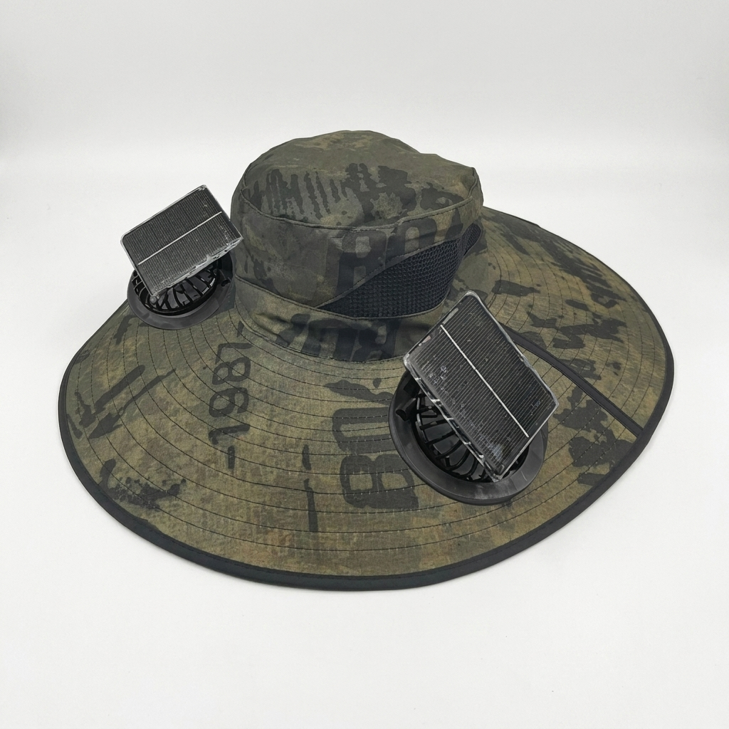 Solar fan sun hat - green