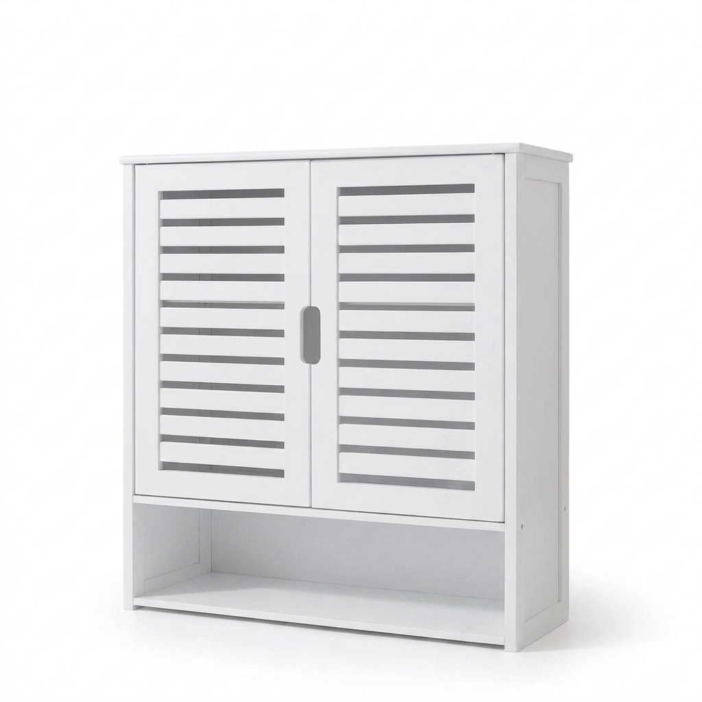 Bamboo wall cabinet white