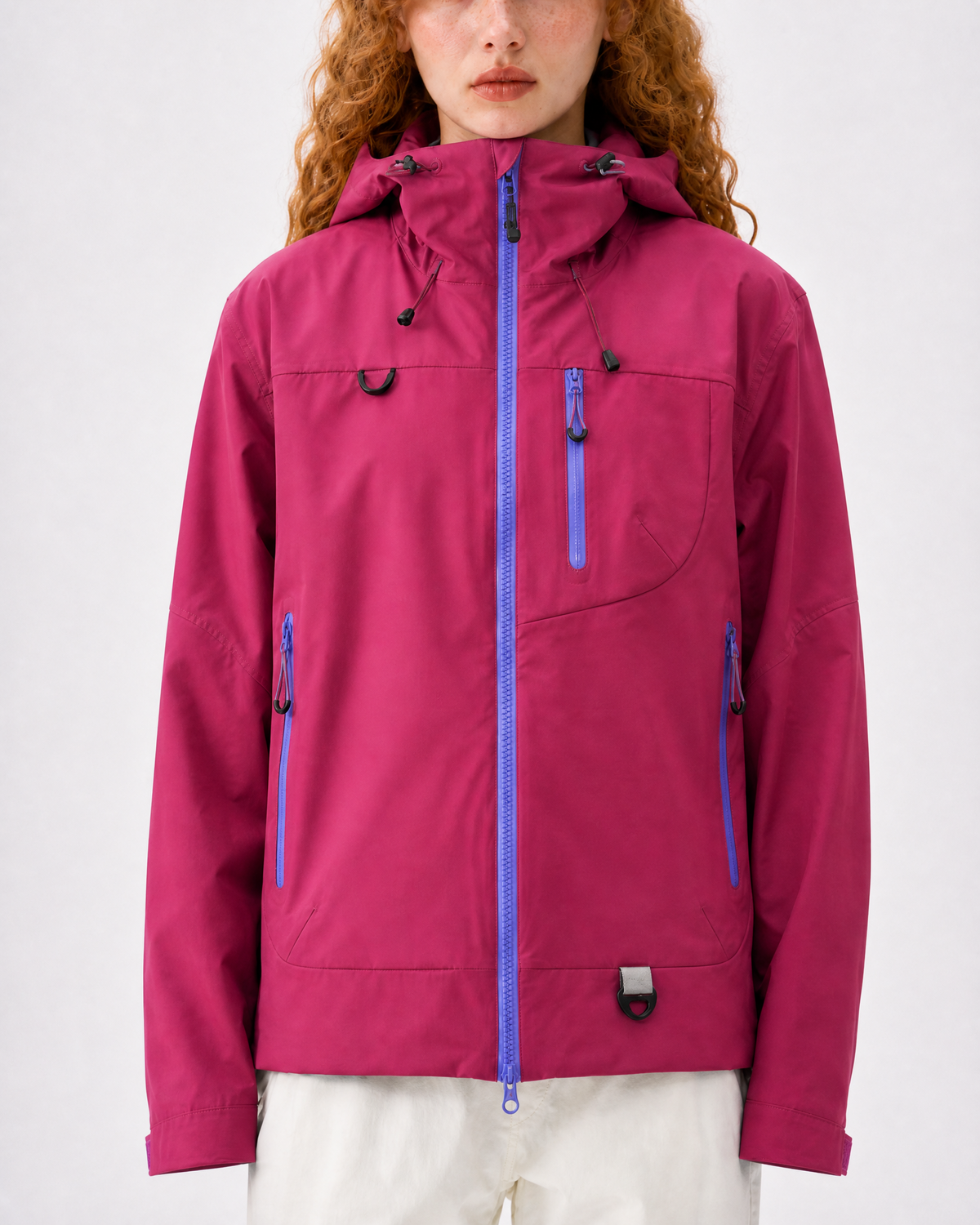 Pact Unisex Water-Repellent Hooded Windbreaker in Pink, waist detail # Colour_Pink