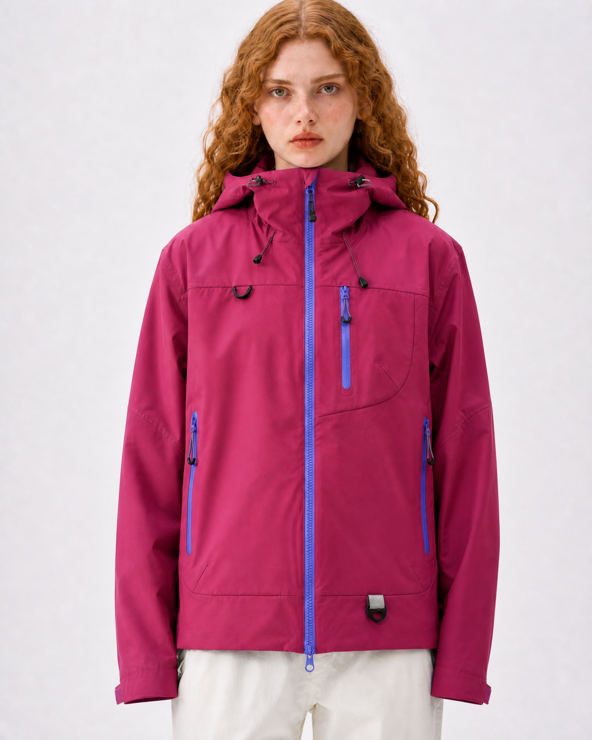 Pact Unisex Water-Repellent Hooded Windbreaker in Pink, waist detail 2 # Colour_Pink